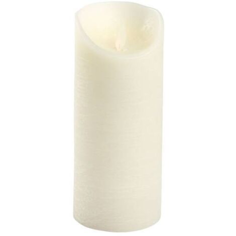 Bougie LED en cire rustique Ivoire à piles imitation flamme vacillante H18cm Timer Blanc chaud Lotti (1/5)
