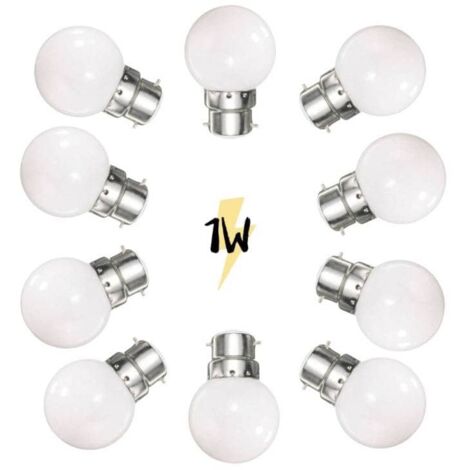 Lot de 10 Ampoules B22 plastique 1W LED Blanc chaud G45 pour guirlande guinguette professionnelle