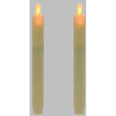 Lot De 2 Bougies Chandelier LED à Piles Cire Rouge Lights4fun - Flamme Vacillante Réaliste