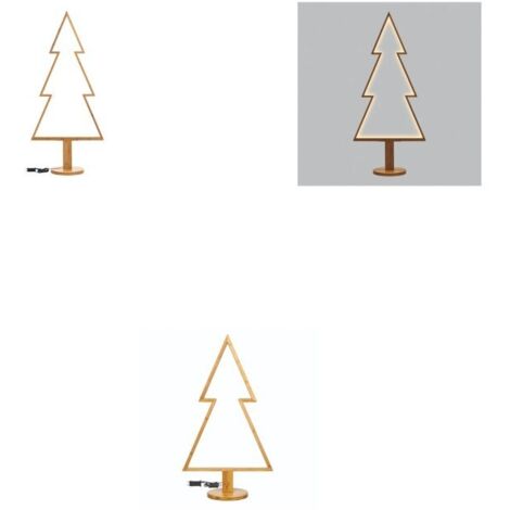 Sapin de Noël néon et bois Naturel Clair H90cm LED blanc chaud Lotti (1/5)