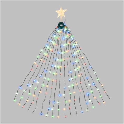 Guirlande lumineuse sapin de noël 1,55M et cimier étoile 304 LED RGB multicolore IP44 Lotti (1/5)