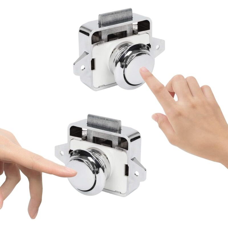 Bouton Poussoir Sans Clé Pour Armoire - Design élégant Chromé, Verrouillage Automatique, Pour Camping-car, Yacht, Van
