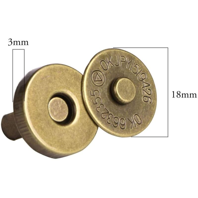Lot De 20 Boutons Magnétiques à Coudre - 14 Mm - Fermoirs à Pression Aimantés Pour Sacs, Vêtements, DIY