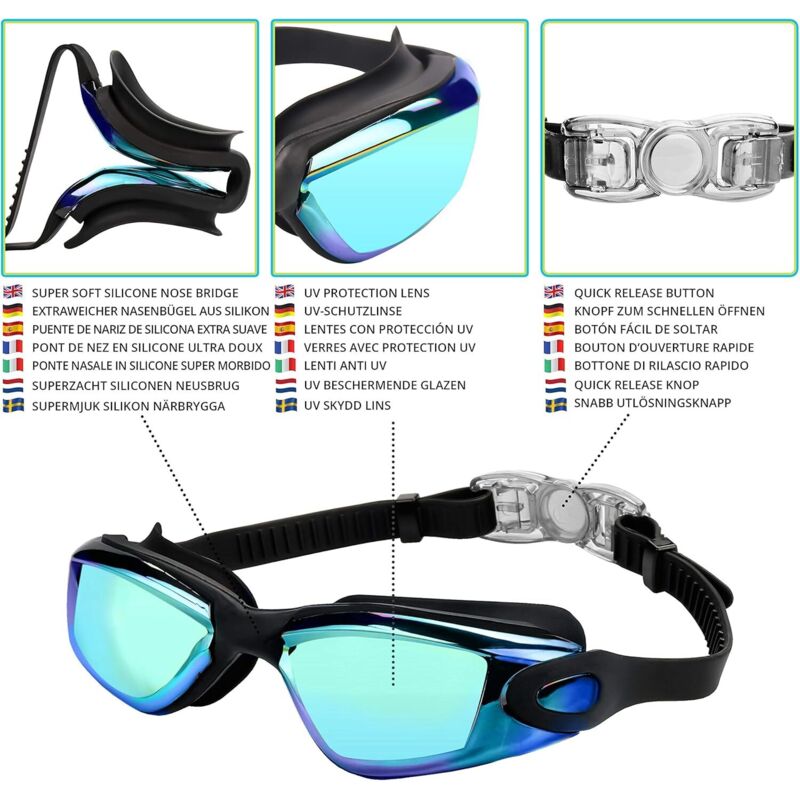 Lunettes De Natation Adultes Anti-buée - Protection UV - Étanches - Avec Boîte De Rangement - Homme Et Femme