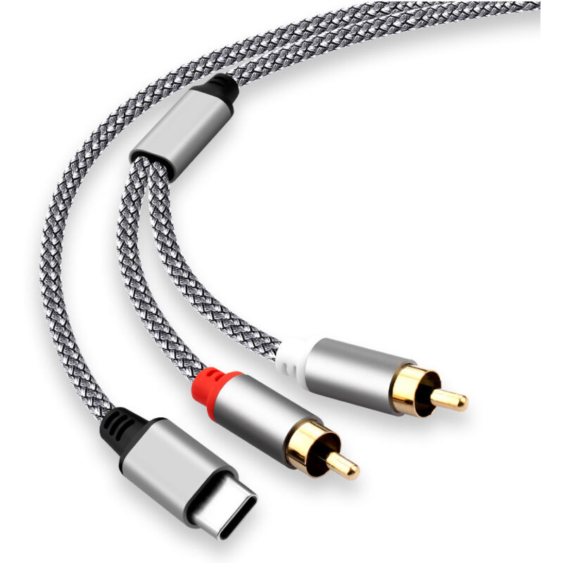 Câble RCA Jack 1 M – Pour Connecter Smartphone à Ampli Voiture, TV, Chaîne Hi-Fi | Connecteurs Plaqués Or, Conducteur Cuivre - 3