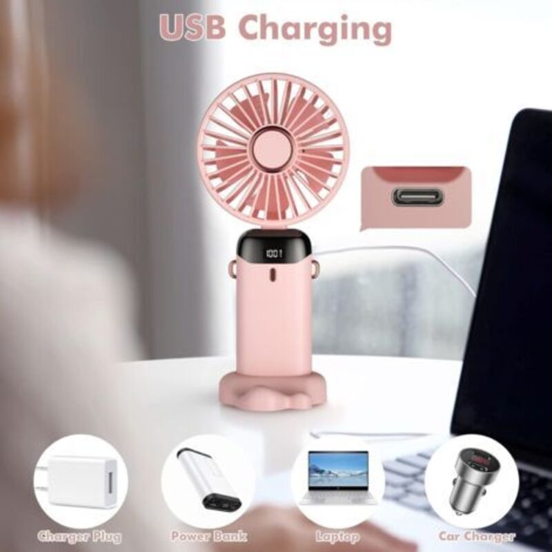 Ventilateur De Cou Rechargeable - Mini Ventilateur Double Tête Rotatif 360°, 3 Vitesses, Mains Libres
