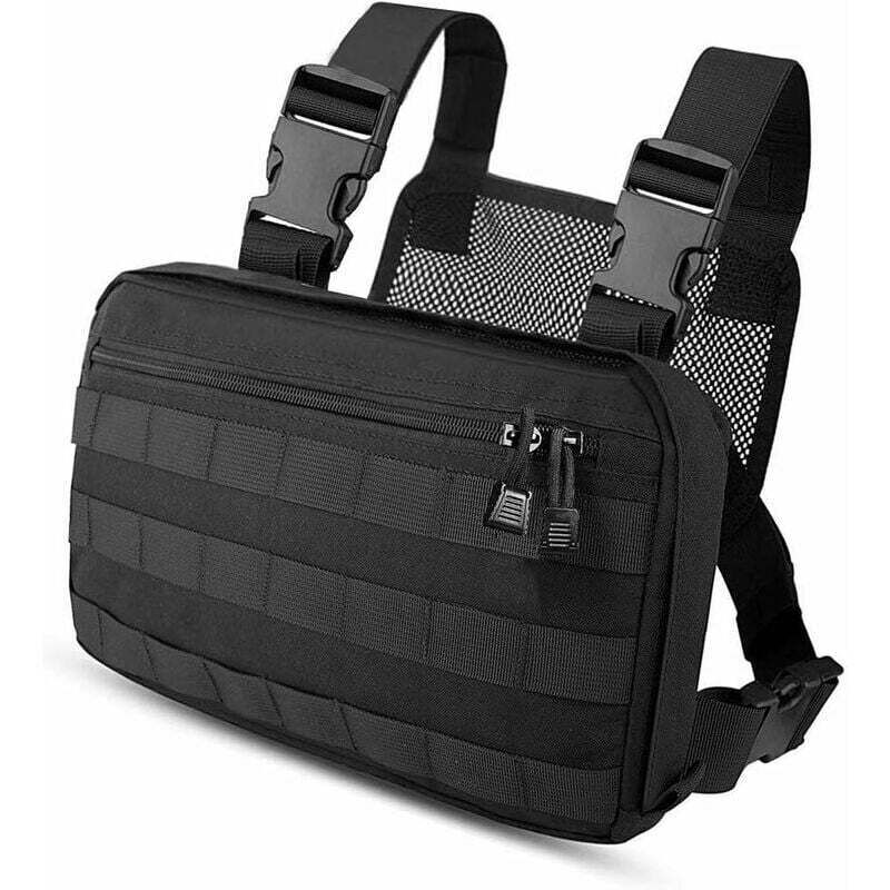 Sac De Poitrine Tactique Homme - Course, Vélo, Randonnée - Rangement Multiple Et Bande Réfléchissante