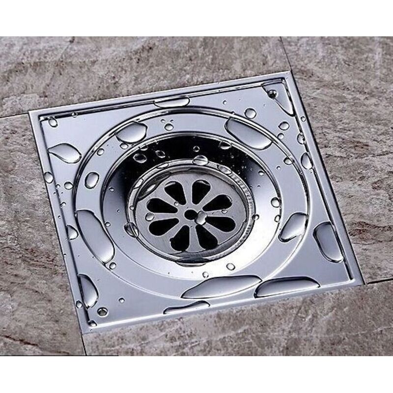 Siphon De Sol Carré Acier Inox 304 - 150x150mm - Anti-Odeur Et Anti-Cheveux - Pour Salle De Bain/Douche