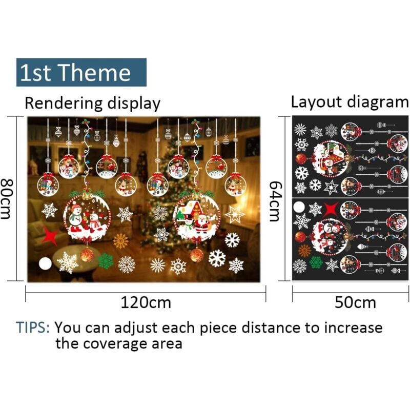 146 Pièces Stocker Stickers Noel Fenetre Grand Reutilisable Autocollant