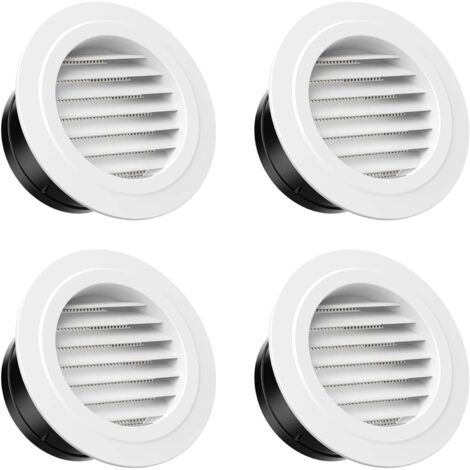 Blanc 75 mm，Lot de 4 Grille de Ventilation Ronde, Grille D’aération en Plastique avec Moustiquaire, Grille Aeration pour Salle de Bain, Cuisine (1/5)
