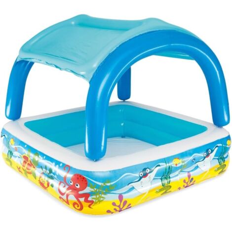 1 piscine aquarium gonflable colorée 147 x 147 x 122 cm, adaptée aux enfants, carrée avec toit, adaptée au jardin, à l'extérieur, au balcon (1/5)