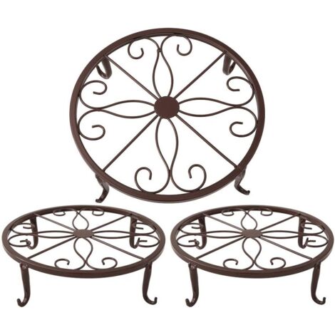 Support pour pot de fleurs en bronze 23 x 23 x 11,5 cm, support pour plantes succulentes d'intérieur et d'extérieur, 3 pièces (1/5)
