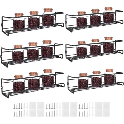 TRAYINDALY Lot De 4 Étagères à Épices Cuisine Métal - Rangement Sans Percage Avec Crochets, Idéal Porte Placard