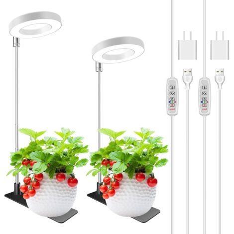 Lampe de croissance pour plantes blanche avec perche télescopique 16-65CM 2 avec adaptateur secteur lumière blanche chaude réglage de la minuterie (1/5)