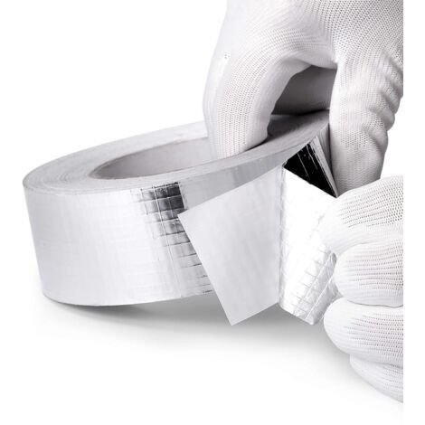 4.8CM wide 20M long, glass fibre aluminium foil tape Thickened flame retardant, high temperature resistant, waterproof, sunlight resistant and tear resistant insulation aluminium foil tape Tin foil p (1/5)