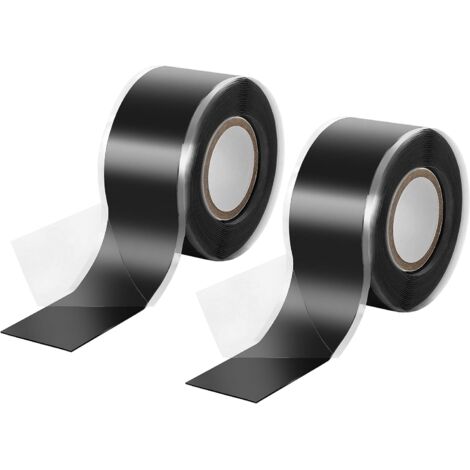 2x 3m de Ruban en silicone auto-fusionnant (auto amalgamant), ruban isolant et bande d'étanchéité (eau, air), 25 mm de large, noir (1/3)