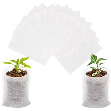 Lot de 500 Sacs biodégradables Tissu Non tissé pour Plantes semis Sacs de Croissance d'élevage (14 x 16 cm)