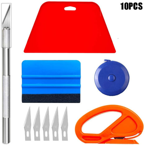 Kit Covering,Outils de Film pour Papier peint,Fenêtre Voiture,Carrelage Vinyle,Raclette pour Pose Adhesif,avec Squeegee au Silicone,Couteau Universel et des Lames (1/4)