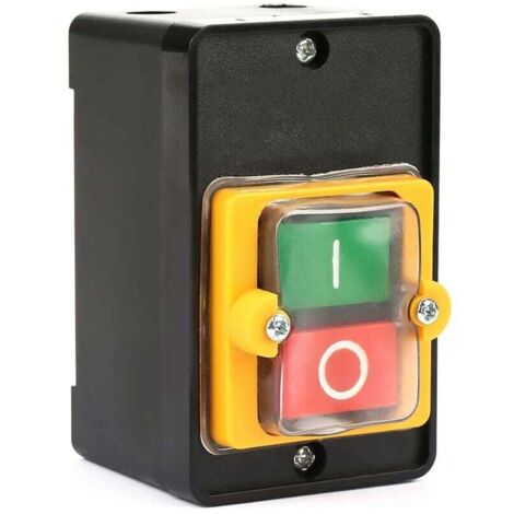 Commutateur à Bouton Poussoir, AC 220V/380V 10A Interrupteur à Bouton de Commande de Puissance étanche Bouton Marche Arret Machine Outil Interrupteur Machine Outil (1/5)