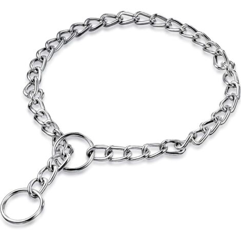 Collier de Chien en Métal Collier Chaîne de Chien Collier Ras du Cou de Chien en Acier Collier Anti-Glissement Ras du Cou de Marche Formation pour Animaux de Compagnie 3 mm x 55 cm (1/4)