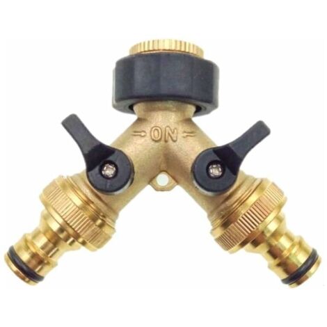 Laiton 2 Voies Tap Connector Adaptateur Double Tap Jardin Adaptateur Tap avec Individus Marche/arrêt Vannes pour Accueil Cuisine Jardin De Plein air (1/5)