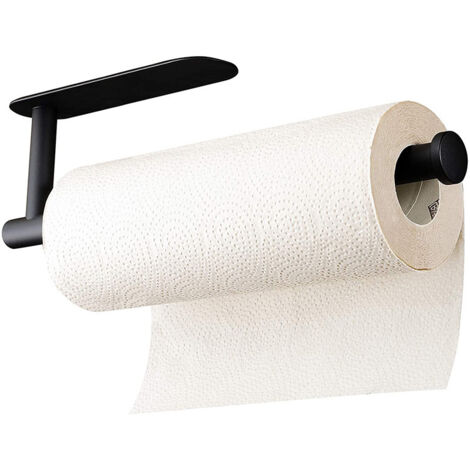 Noir-Porte Sopalin, Support Essuie Tout Mural ou Auto-Adhésif,Porte Rouleau Papier Cuisine Acier Inoxydable. Porte Essuie Tout de Cuisine sous l'armoire, Support Sopalin Pas de Perçage, Blanc Mat (1/5)