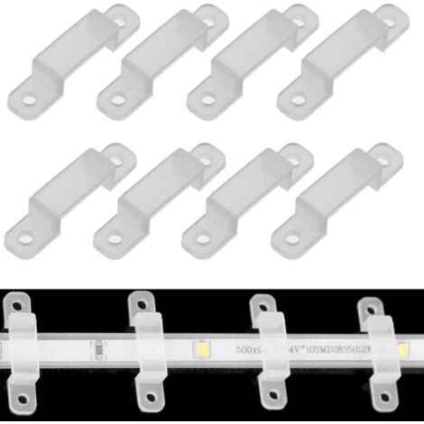 Serbia – Lot de 50 clips de fixation pour bande lumineuse LED 10 mm à 18 mm – Plastique transparent – Vissables pour installation facile