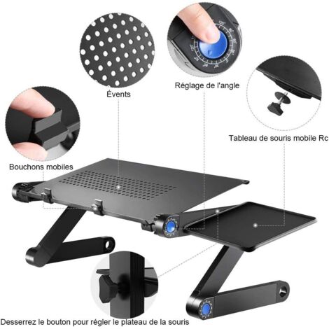 Table De Lit Pliable Ideal Swan - Support Ordinateur Portable Inclinable Avec Tapis De Souris Pour Canapé Et Chambre