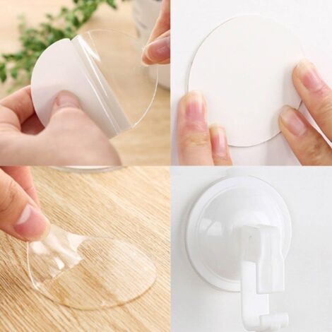 Lot de 10 autocollants adhésifs double face, transparents ronds, adhésifs de fixation en silicone étanche, auxiliaire de ventouse (1/5)