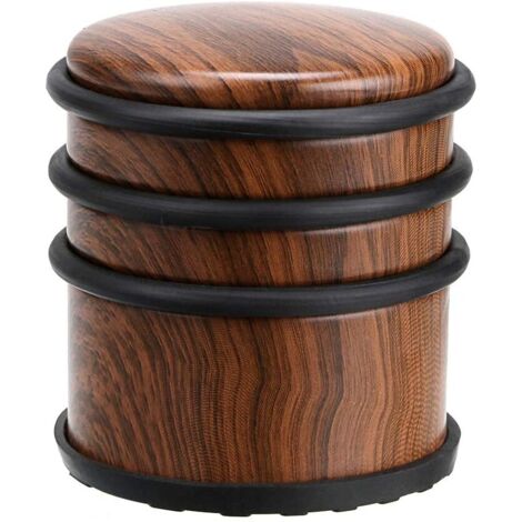 Butée de porte en acier inoxydable 1 kg Butée de porte en métal robuste avec anneau tampon en caoutchouc - Conception sans fixation (grain de bois (1/5)