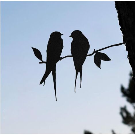 Silhouette D'oiseau En Métal Pour Jardin - Rouge-gorge Sur Branche, Décoration Rustique, Dimensions 21x12 Cm - Décoration Murale Extérieure Ou Intérieure - 6