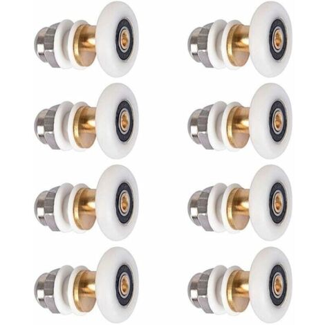 Roulette Porte Douche,Roulettes de Porte Coulissante Cabine de Douche Porte Poulies Roue de Rechange pour Rouleau avec Diamètre de Roues 27mm,8 Pièces (1/5)
