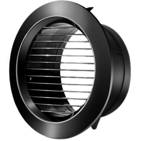 Grille de ventilation ronde, version à persiennes droites, pour cuisines, salles de bains, pour ouvertures de 125 mm de diamètre, noire