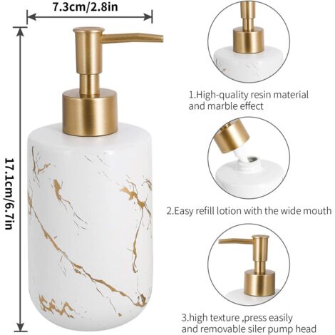 Autumnlife Lot De 4 Accessoires Salle De Bain En Céramique Blanche - Distributeur Savon, Porte-Brosses Et Porte-Savon Élégant