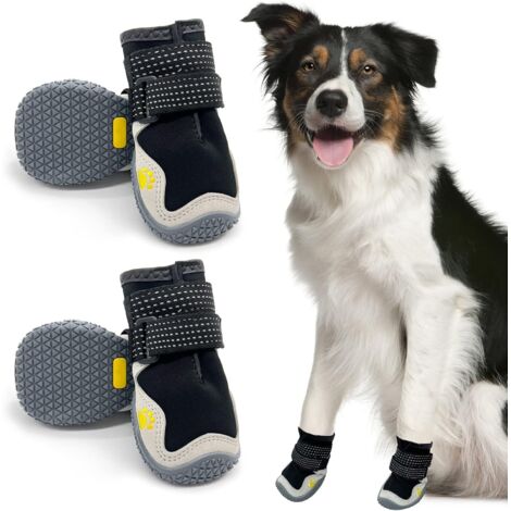 4pcs Bottes pour Chien de Protection, Respirant Chaussures pour Chiens, avec Sangles réfléchissantes, Protecteur de Patte de Chien à Sem rhombique en Caoutchouc en Cuir Microfibre (5)