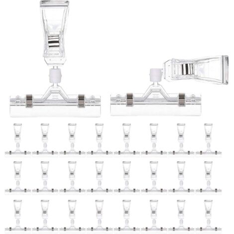 Lot de 25 porte-étiquettes en plastique pour étagère métallique, étiquette de prix de vente au détail, étiquettes de panier à clipser pour bacs de rangement, support d'affichage de marchandise (4 x 3- (1/5)