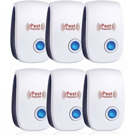 Répulsif à ultrasons pour insectes, 6 pièces, ultrasons pour rats, moustiques, mouches, parasites, araignées, cafards, sûr et non toxique. (1/5)
