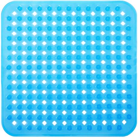 bleu Tapis de Bain de Douche, 53x53cm Tapis de Baignoire Antidérapant, Tapis de Douches Antiderapant Carré à Ventouses, Anti Glisse Tapis, Lavable en Machine (1/5)