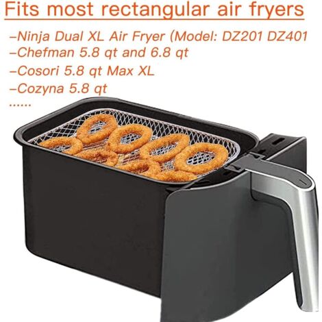 Lot De 3 Grilles Pour Friteuse à Air – Acier Inoxydable 20 Cm, Empilables, Avec Pince Et Coins Silicone – Accessoire Airfryer