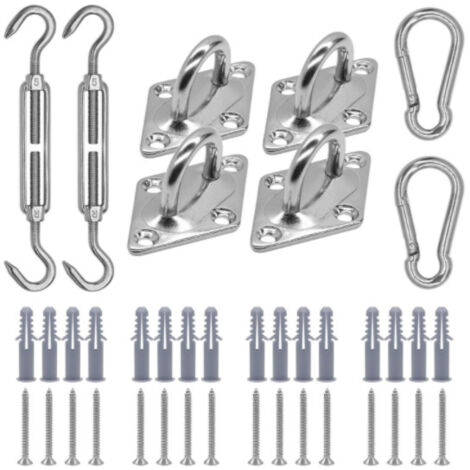 Kit de Fixation Voile d'ombrage, Kit de Montage pour Voile Solaire, Fixation Toile Ombrage, Fixation pour Triangle et Carré, Rectangle, Acier Inoxydable 316 de Qualité Marine (M5 24-Pcs) (1/5)