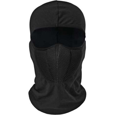 Multifonction Ultra léger,Cagoule Respirante Coupe-Vent Masque Cache-Cou Anti Poussière/Froid,Femme Homme Casques élastique Tour de Cou pour Randonnée Moto Vélo Tactique Escalade(Noir) (1/5)