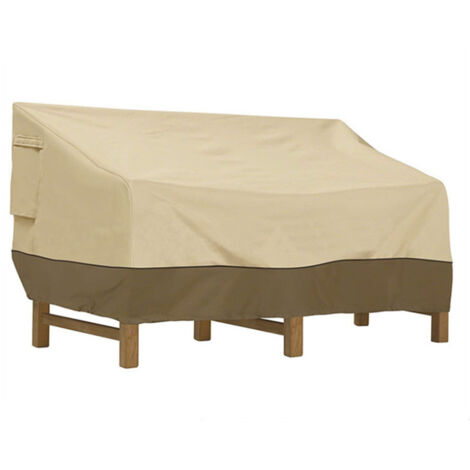 Housse de protection de banc, housse de banc de jardin en tissu Oxford imperméable, housse de banc d'extérieur, protection UV, housse de canapé coupe-vent – Blanc cassé 210D : 147 × 83 × 79 cm (1/4)