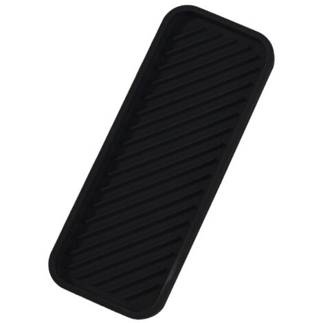 1 pc (Noir) Porte éponge Silicone,Organisateur d'évier en Silicone Porte Savon Antidérapant Plateau d'organisation de la Cuisine pour Savons, éponges, Brosses (1/5)