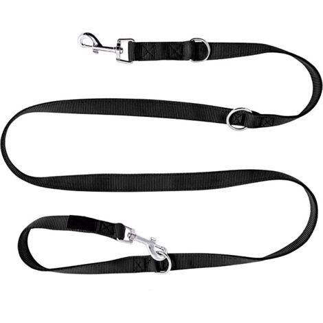 laisse éducative pour chien en noir graphite, solide et réglable en 3 Differente longueurs ( 2.51.55m ) laisse pour chien, double laisse, tressée, laisse en corde, laisse réglable