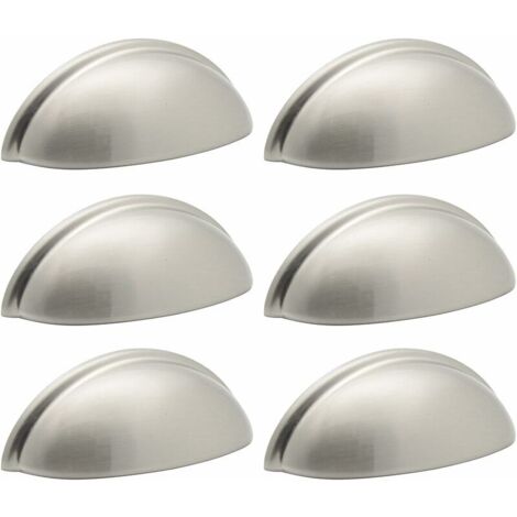 6 poignées de la porte de l'armoire d'emballage Tiroirs de coquille moderne, 76mm (3 pouces) de centres de trou, nickel brossé (1/5)
