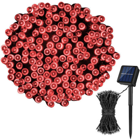 Guirlande Lumineuse Exterieur Solaire,  20M 200 LED Guirlande Solaire Intérieur Étanche 8 Modes Lumière Lampe Décoratives pour Jardin (Lumière rouge) [Classe énergétique A+++] (1/5)