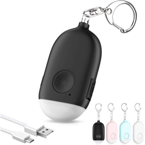 Alarme personn sûre pour femme, alarme rechargeable 130 dB approuvée par la police avec lampe de poc (1/5)