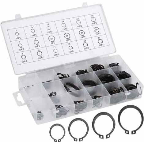 300Pcs 2Mm À 32Mm Assortiment Circlip Kit, Bestzy Coffret Circlips En Acier Inoxydable E-Clip Anneau De Retenue Externe Snap Kit Pour Anneau À Circlip (1/5)
