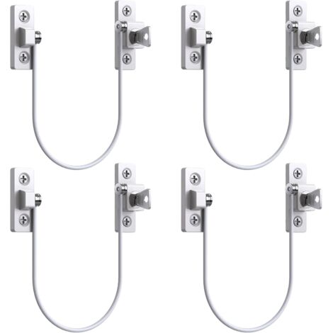 4pcs Entrebâilleur Fenêtre Porte Restricteur de Porte de Fenêtre Verrou Fenetre UPVC Verrouillage de Limite Verrou de Sécurité Câble Serrure de Limite Avec Clé et Vis (1/5)