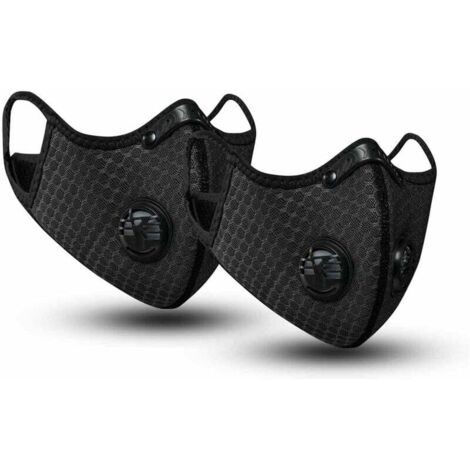 2 masques anti-poussière pour serviettes de sport, avec filtre à charbon actif, lavables, réutilisables et respirants, adaptés aux activités de plein air, au travail du bois, à la tonte et à la course (1/5)